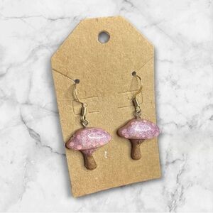 Pink Mushroom Earrings for Kids